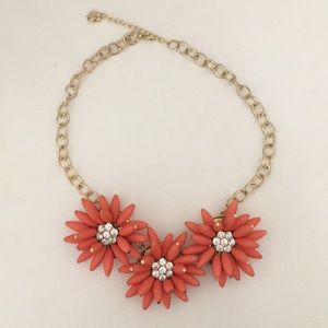 orange flower statement necklace
